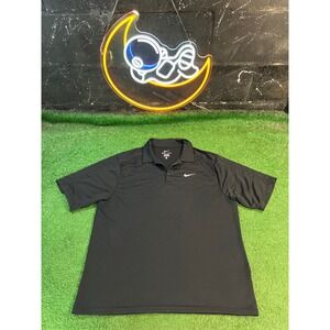 Nike Dri-Fit Black Polo Shirt Men's Athletic Golf Training Size Large